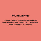 List of ingredients on a pink background
