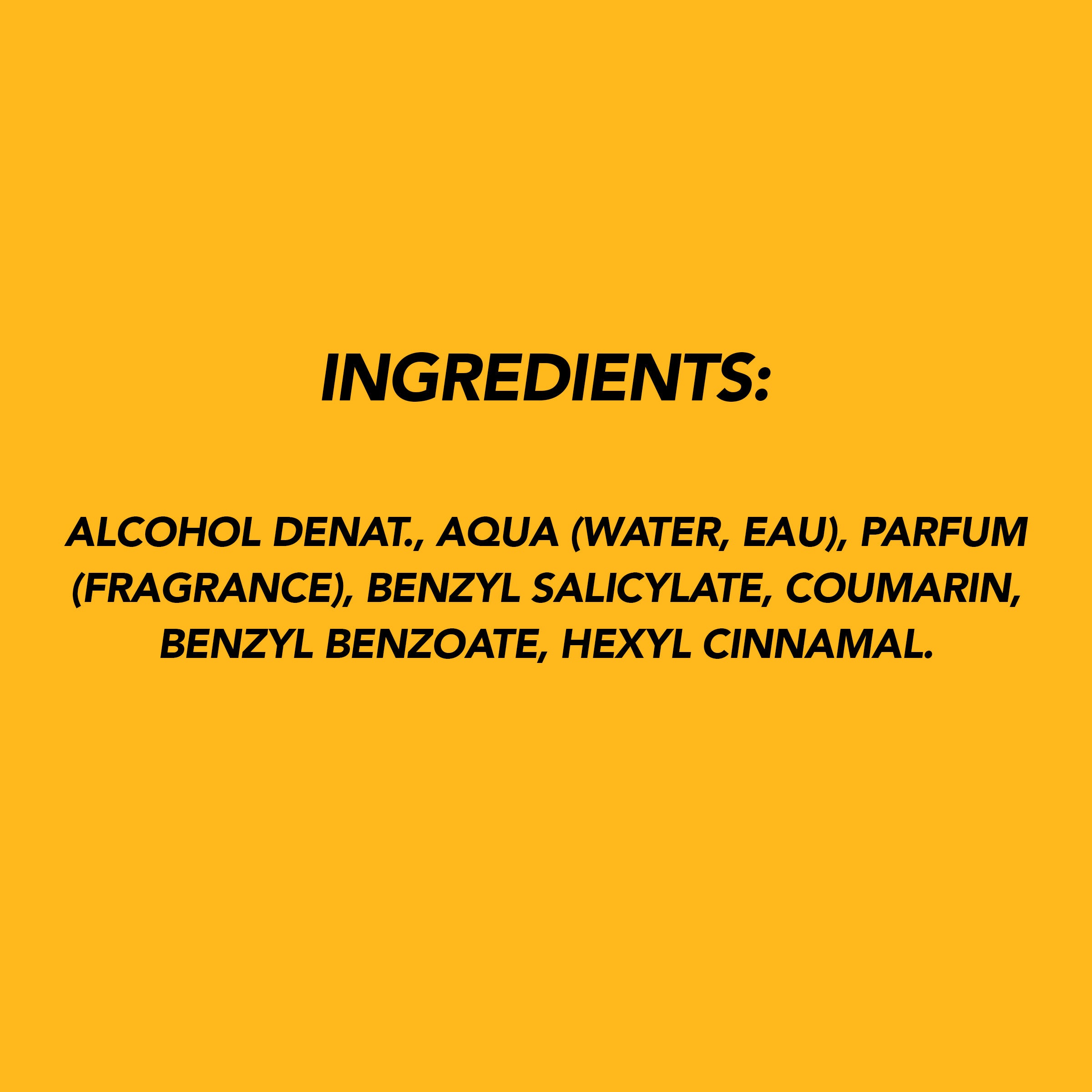 List of ingredients on a yellow background
